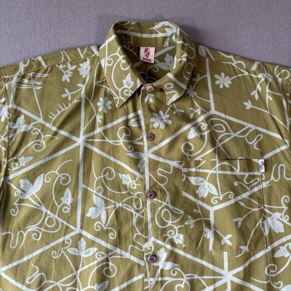 Wayan Natural Wear Vintage Mens 2XL Green Hawaiian Button Up Short Sleeve Shirt - Picture 2 of 14